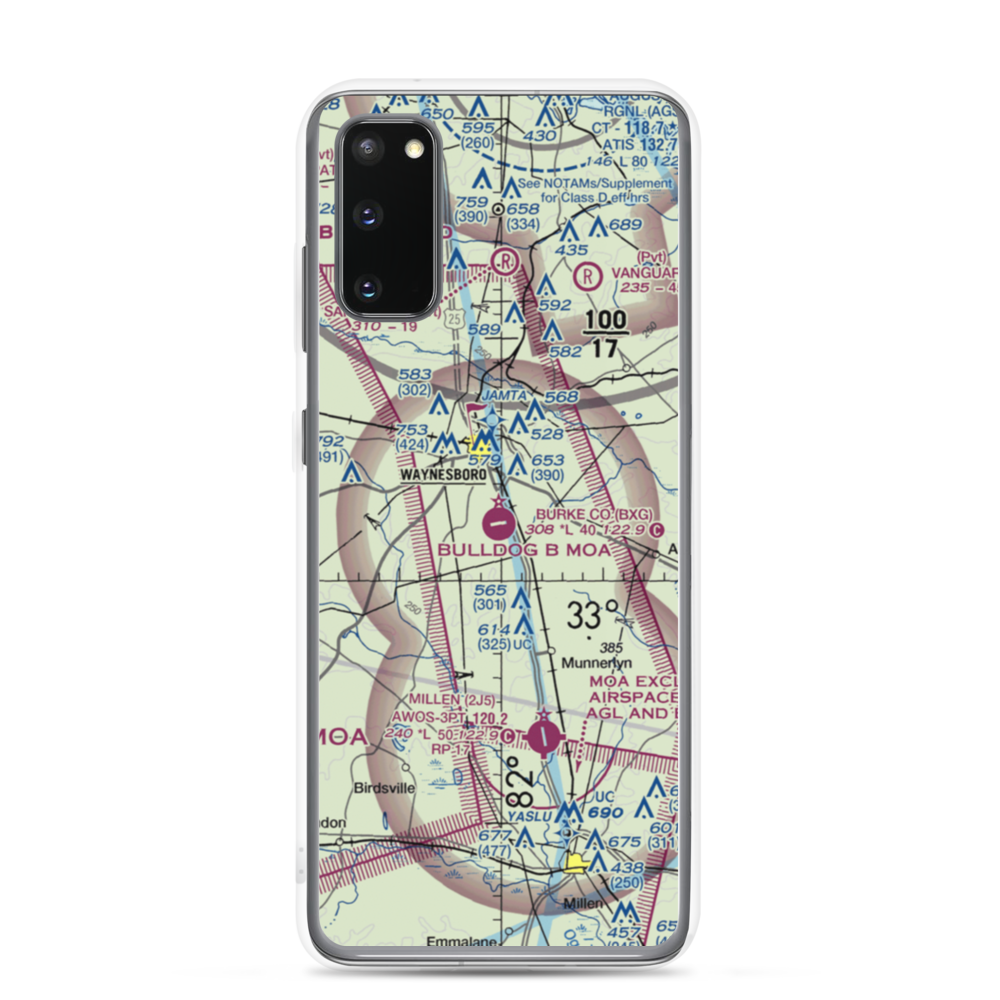 Burke County Airport (BXG) VFR Sectional Samsung Case Samsung Galaxy S20 model shown