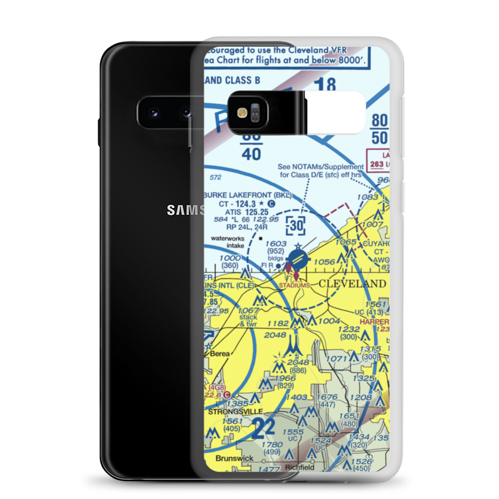 Burke Lakefront Airport (BKL) VFR Sectional Samsung Case Samsung Galaxy S10 model shown