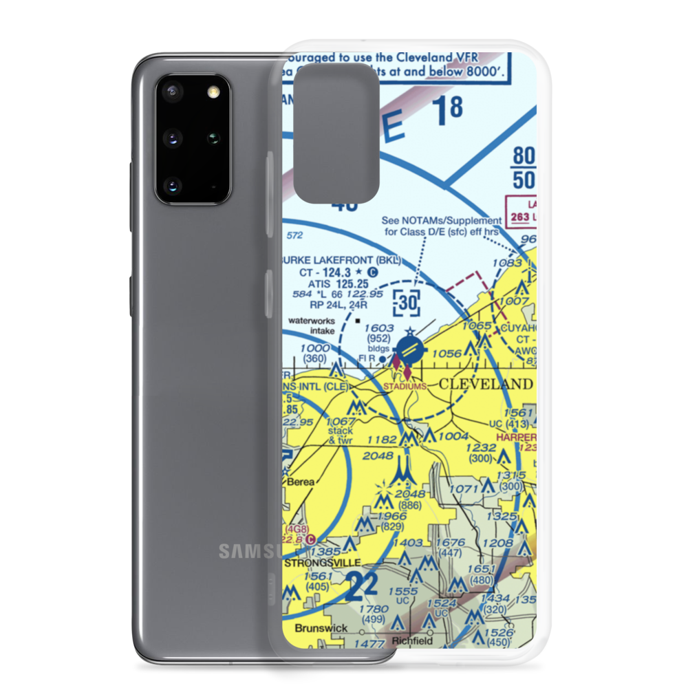 Burke Lakefront Airport (BKL) VFR Sectional Samsung Case Samsung Galaxy S20 Plus model shown