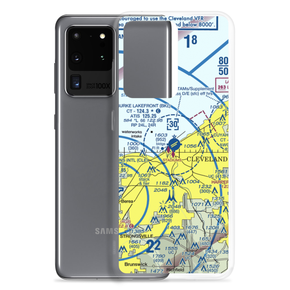 Burke Lakefront Airport (BKL) VFR Sectional Samsung Case Samsung Galaxy S20 Ultra model shown