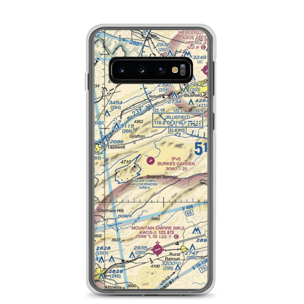 Burkes Garden Airport (VA07) VFR Sectional Samsung Case Samsung Galaxy S10 model shown