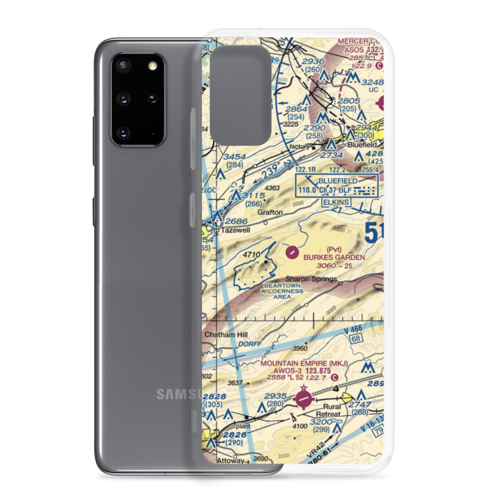 Burkes Garden Airport (VA07) VFR Sectional Samsung Case Samsung Galaxy S20 Plus model shown