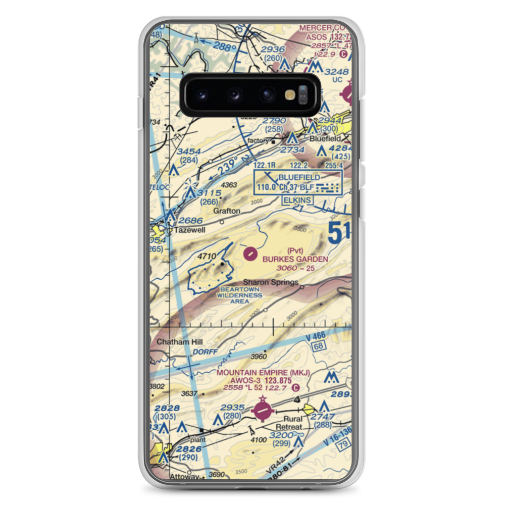 Burkes Garden Airport (VA07) VFR Sectional Samsung Case Samsung Galaxy S10+ model shown