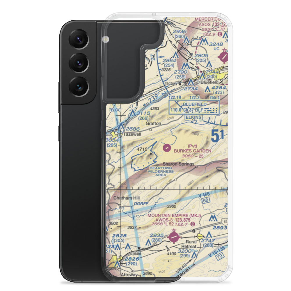 Burkes Garden Airport (VA07) VFR Sectional Samsung Case Samsung Galaxy S22 Plus model shown