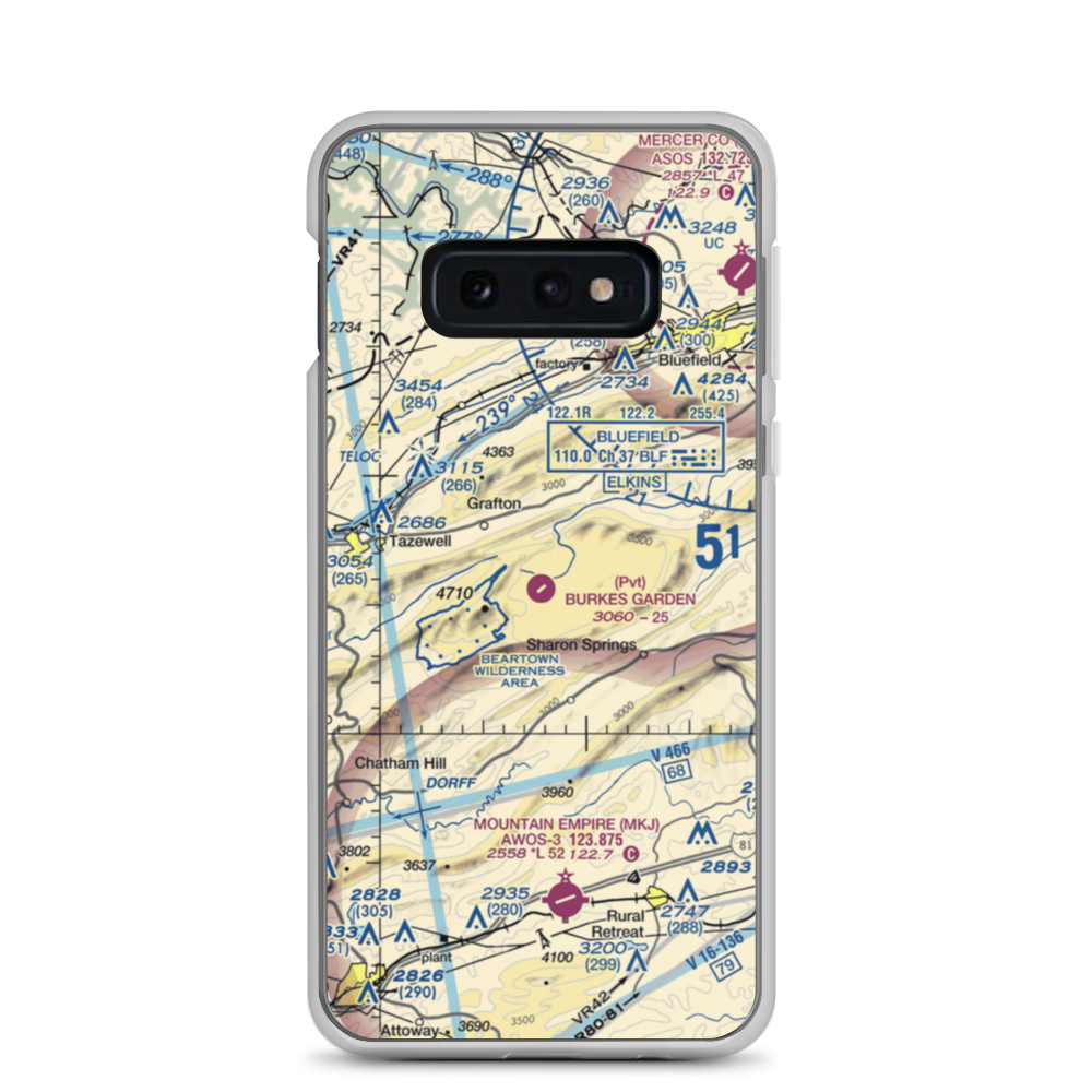 Burkes Garden Airport (VA07) VFR Sectional Samsung Case Samsung Galaxy S10e model shown