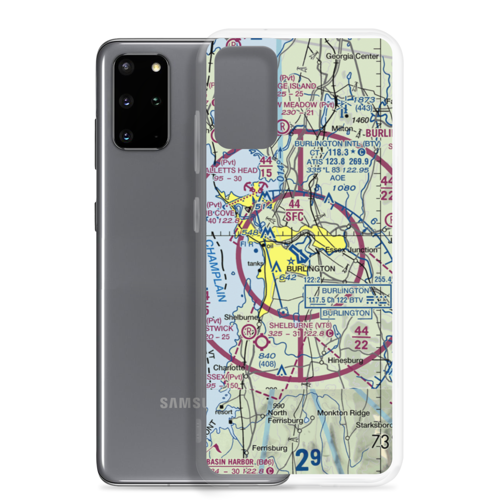 Burlington International Airport (BTV) VFR Sectional Samsung Case Samsung Galaxy S20 Plus model shown