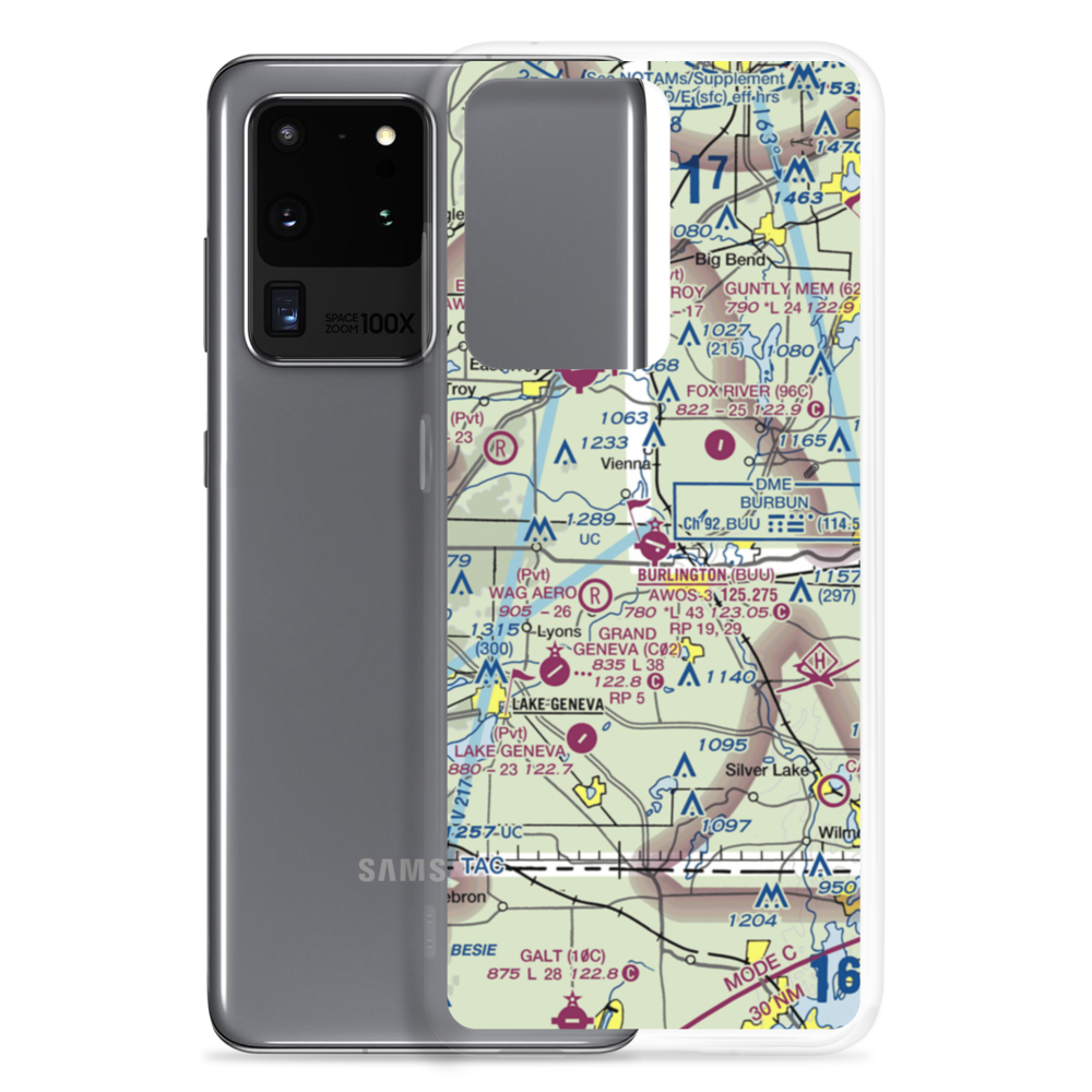 Burlington Municipal Airport (BUU) VFR Sectional Samsung Case Samsung Galaxy S20 Ultra model shown