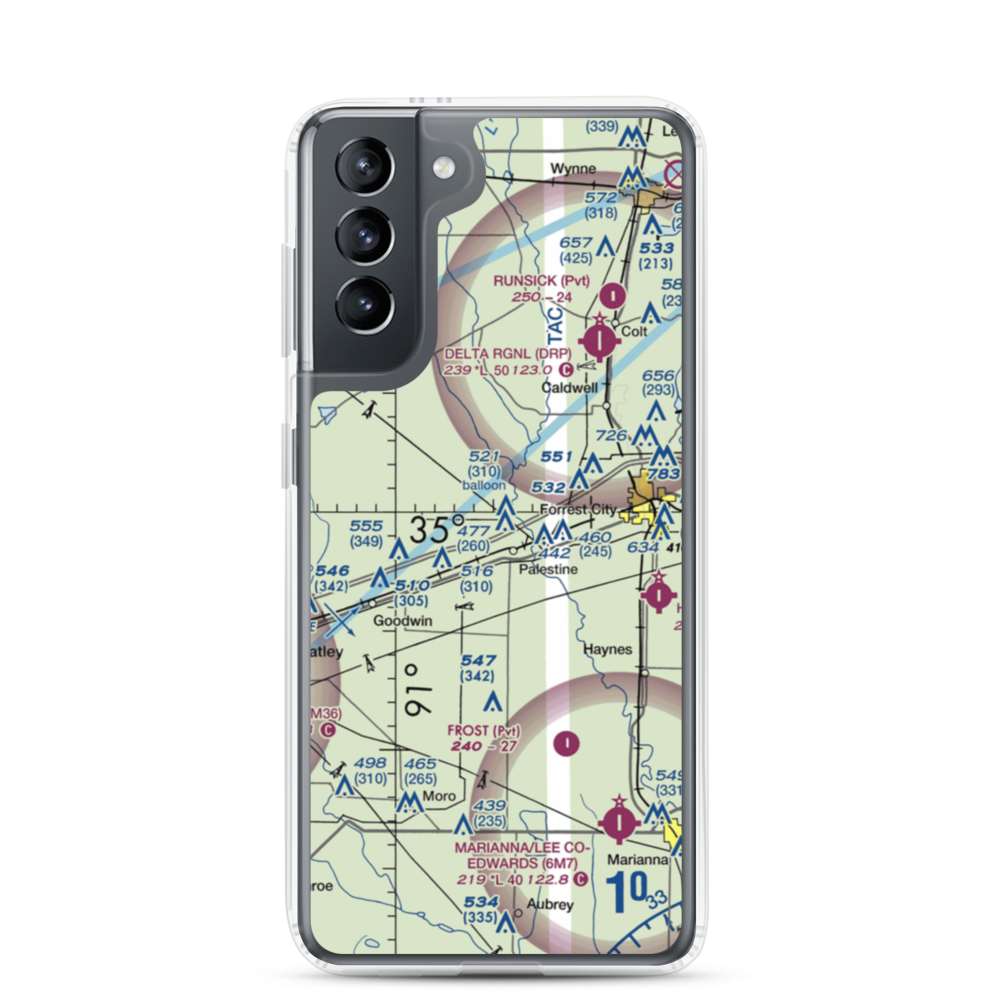 Burns Aerodrome (AR17) VFR Sectional Samsung Case Samsung Galaxy S21 model shown