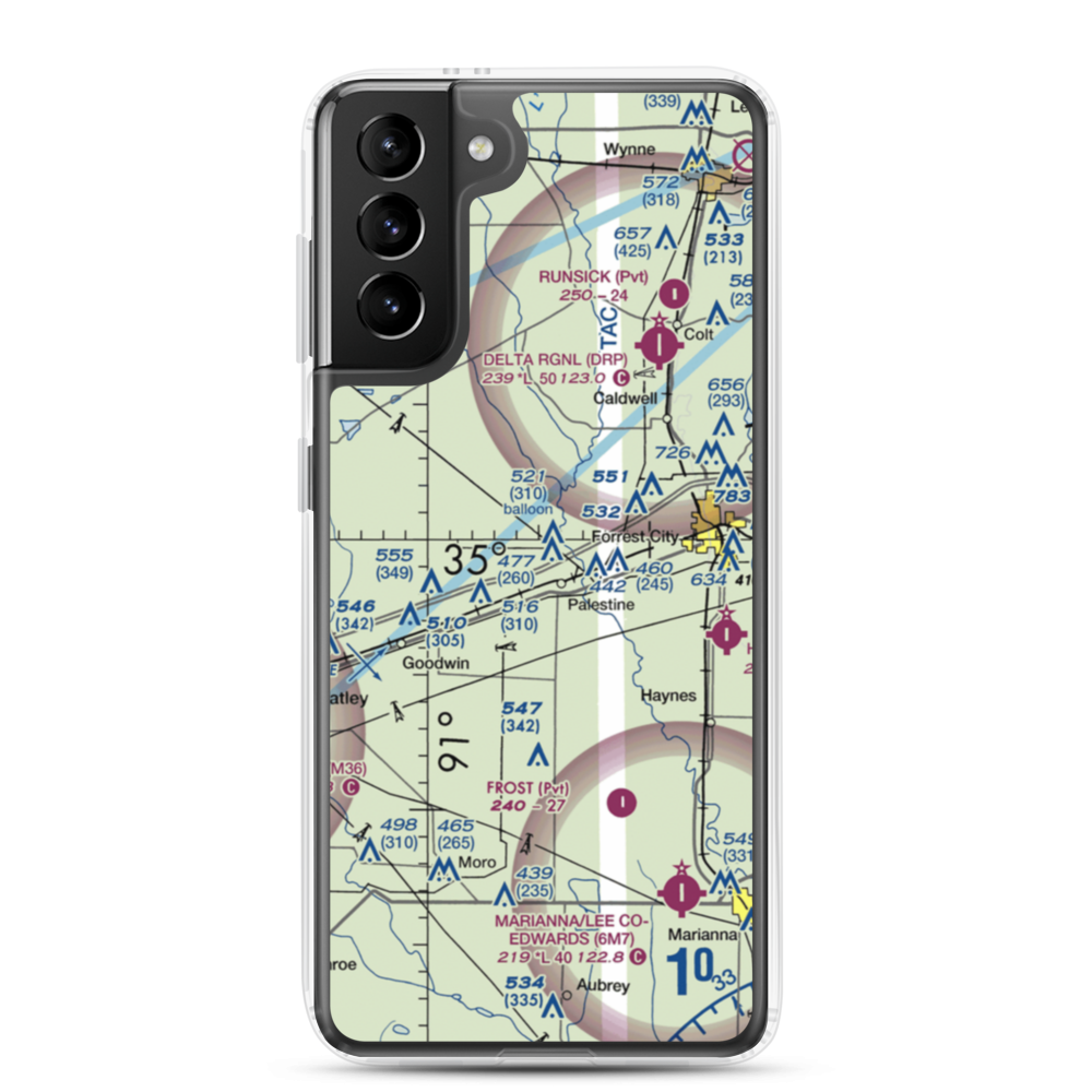 Burns Aerodrome (AR17) VFR Sectional Samsung Case Samsung Galaxy S21 Plus model shown