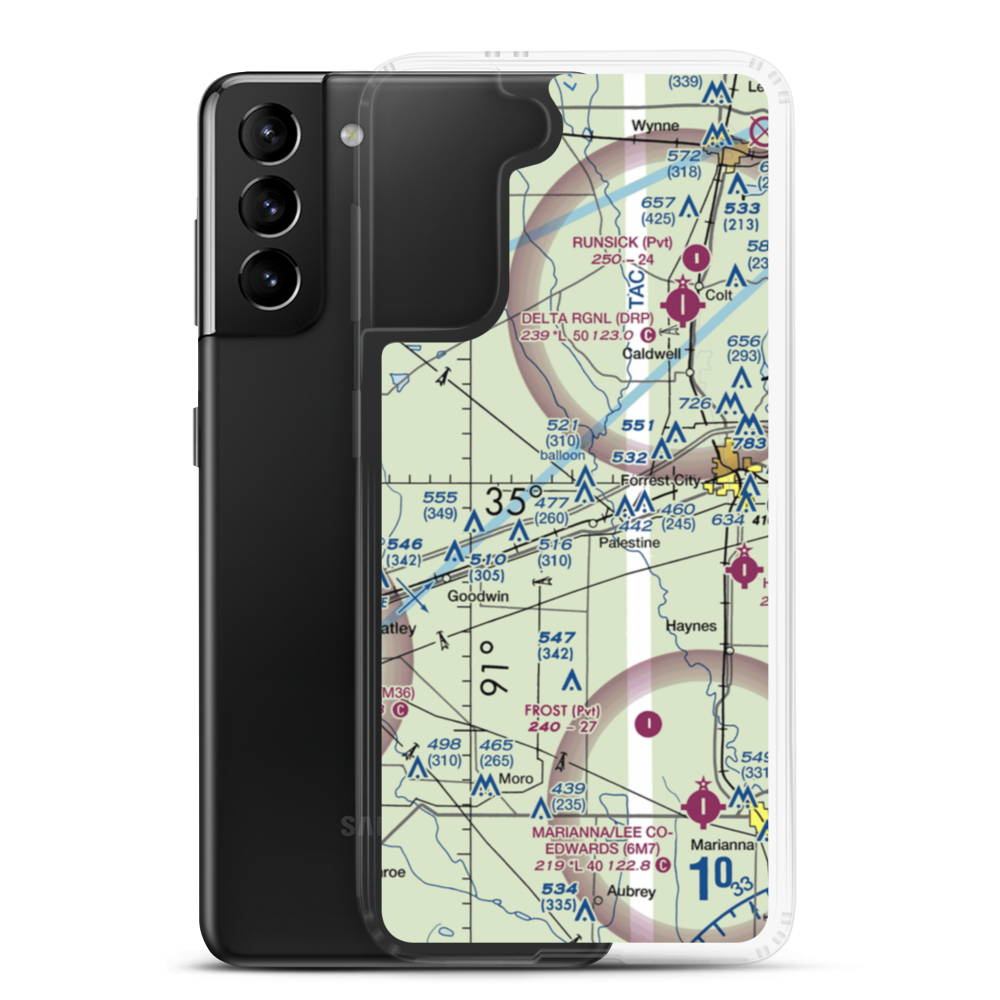 Burns Aerodrome (AR17) VFR Sectional Samsung Case Samsung Galaxy S21 Plus model shown