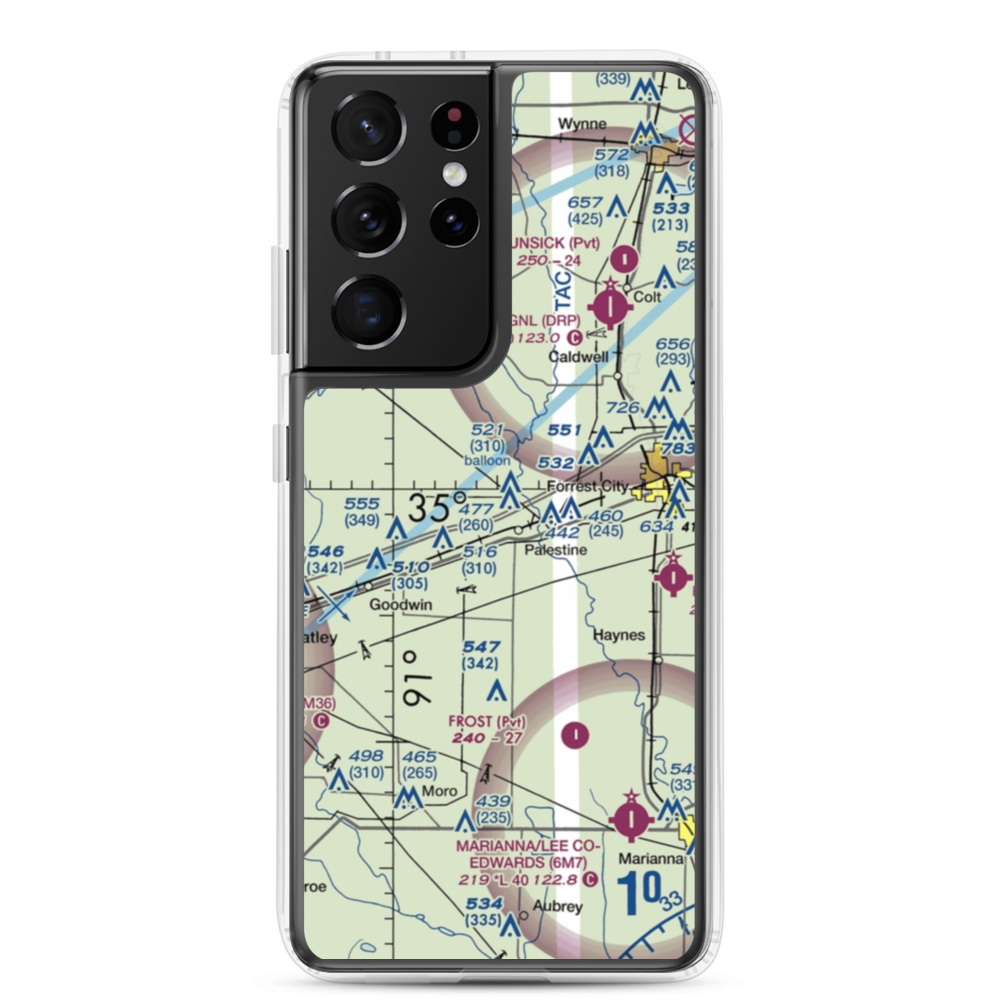 Burns Aerodrome (AR17) VFR Sectional Samsung Case Samsung Galaxy S21 Ultra model shown