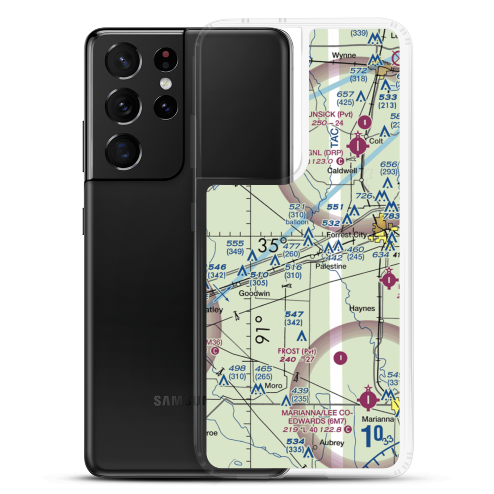 Burns Aerodrome (AR17) VFR Sectional Samsung Case Samsung Galaxy S21 Ultra model shown