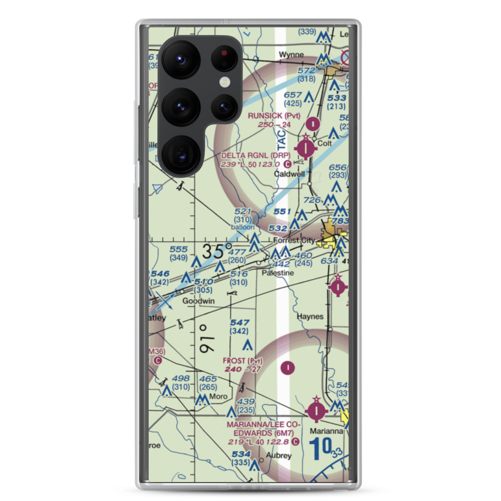 Burns Aerodrome (AR17) VFR Sectional Samsung Case Samsung Galaxy S22 Ultra model shown