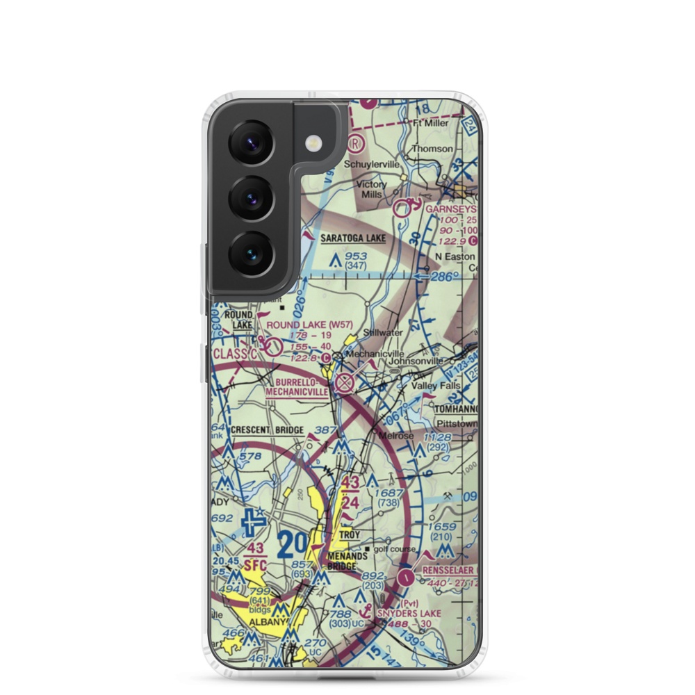 Burrello-Mechanicville Airport (K27) VFR Sectional Samsung Case Samsung Galaxy S22 model shown