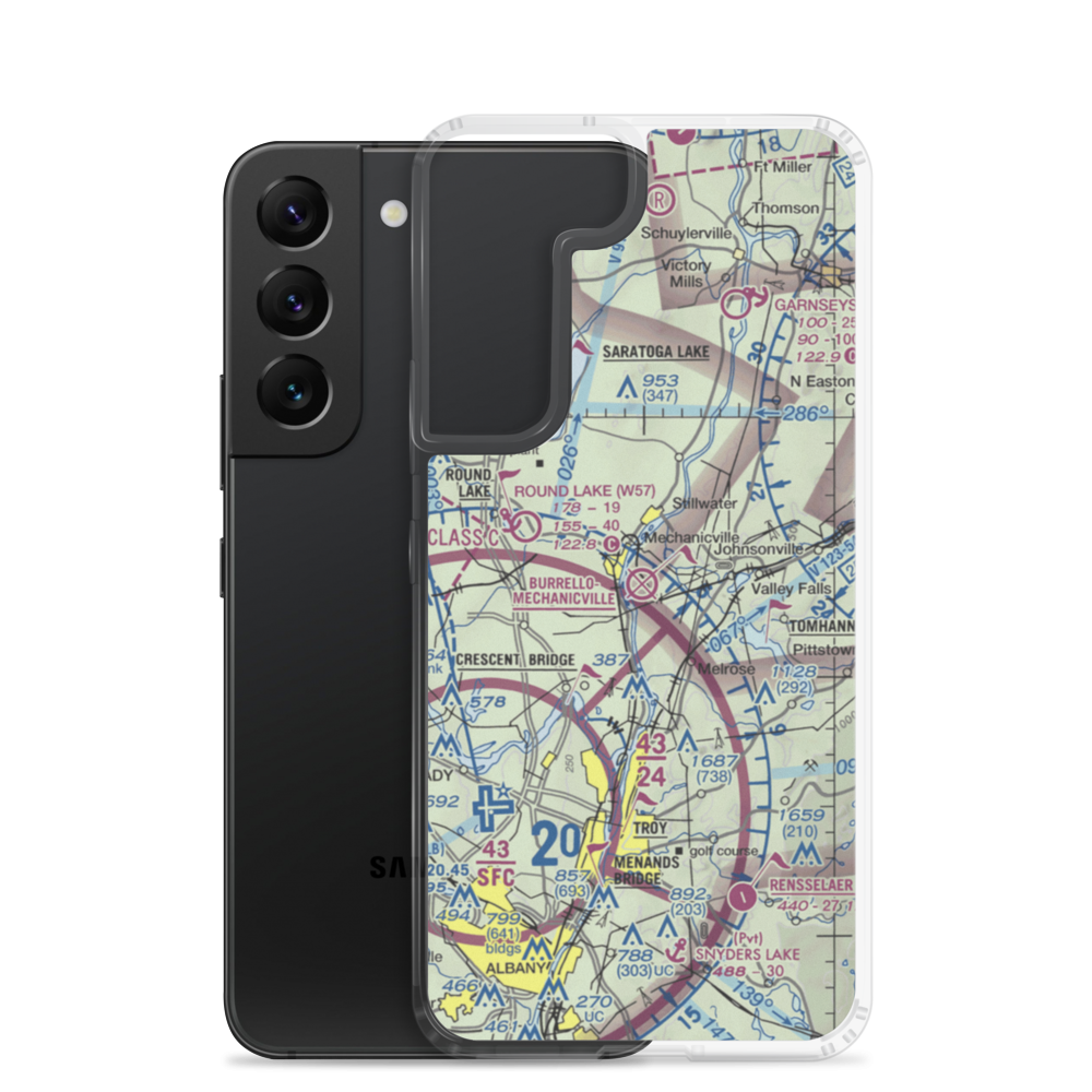 Burrello-Mechanicville Airport (K27) VFR Sectional Samsung Case Samsung Galaxy S22 model shown