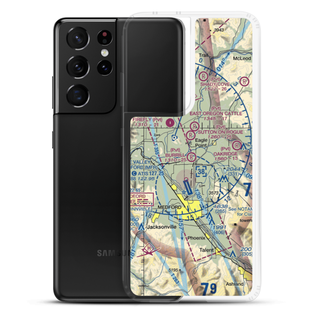 Burrill Airport (OR97) VFR Sectional Samsung Case Samsung Galaxy S21 Ultra model shown