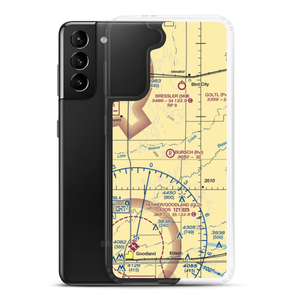 Bursch Private Airport (4KS8) VFR Sectional Samsung Case Samsung Galaxy S21 Plus model shown