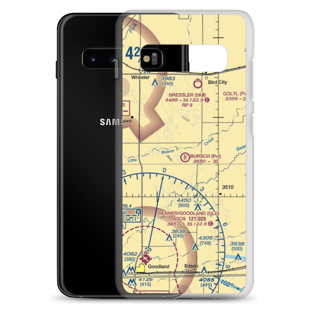 Bursch Private Airport (4KS8) VFR Sectional Samsung Case Samsung Galaxy S10+ model shown