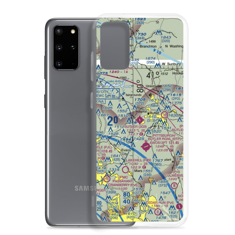 Butler Farm Show Airport (3G9) VFR Sectional Samsung Case Samsung Galaxy S20 Plus model shown