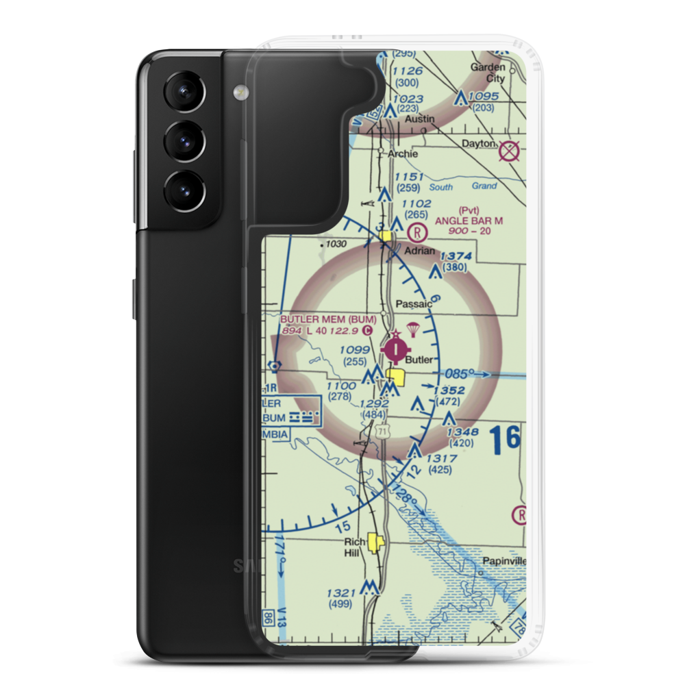 Butler Memorial Airport (BUM) VFR Sectional Samsung Case Samsung Galaxy S21 Plus model shown