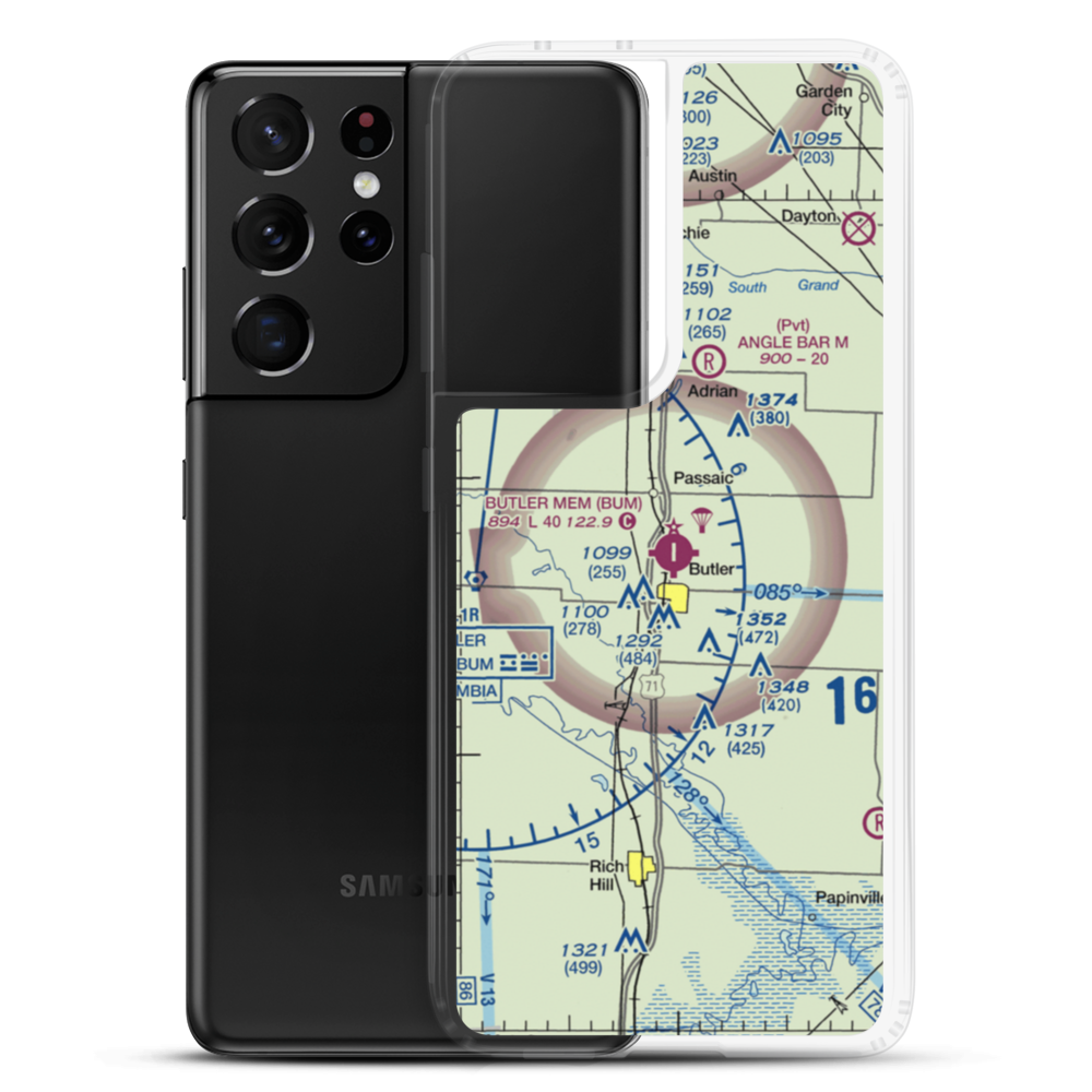 Butler Memorial Airport (BUM) VFR Sectional Samsung Case Samsung Galaxy S21 Ultra model shown