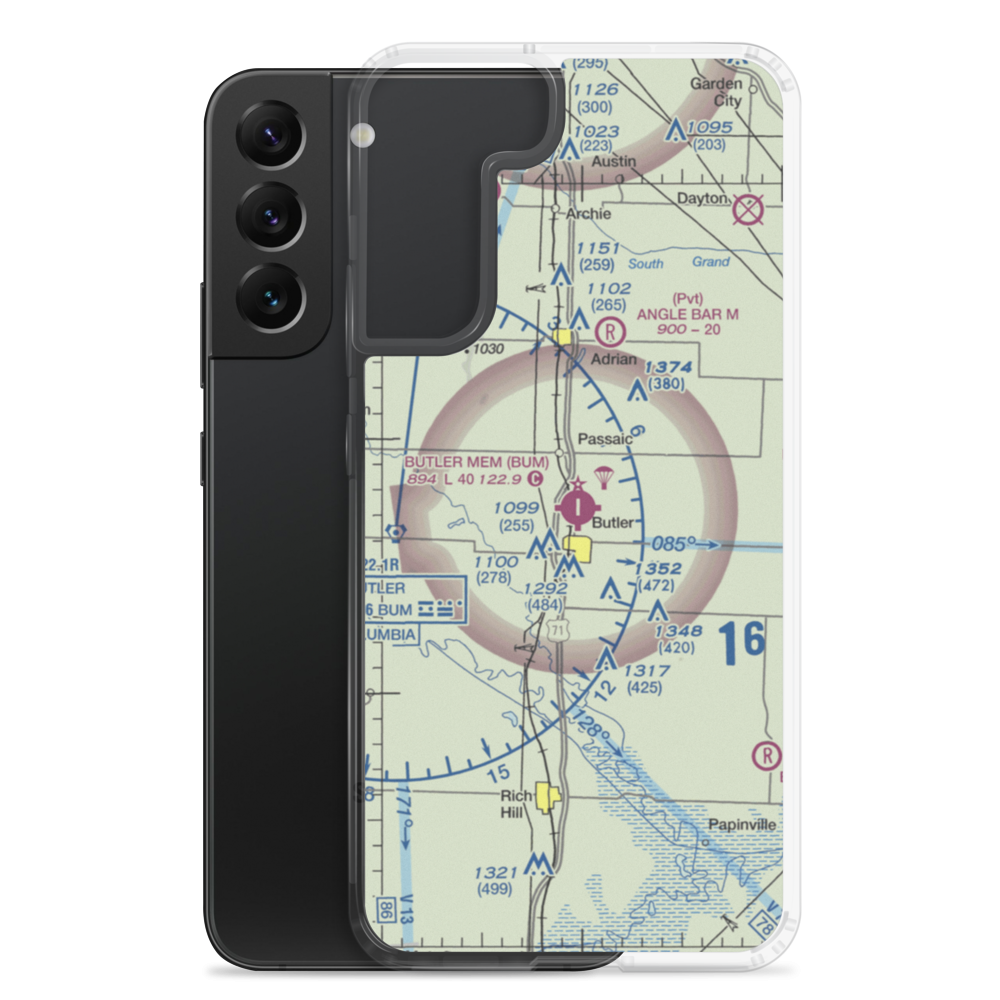 Butler Memorial Airport (BUM) VFR Sectional Samsung Case Samsung Galaxy S22 Plus model shown