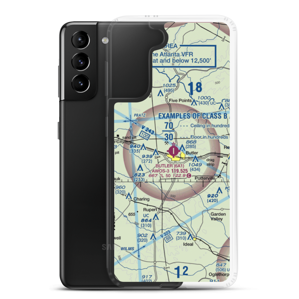Butler Municipal Airport (6A1) VFR Sectional Samsung Case Samsung Galaxy S21 Plus model shown