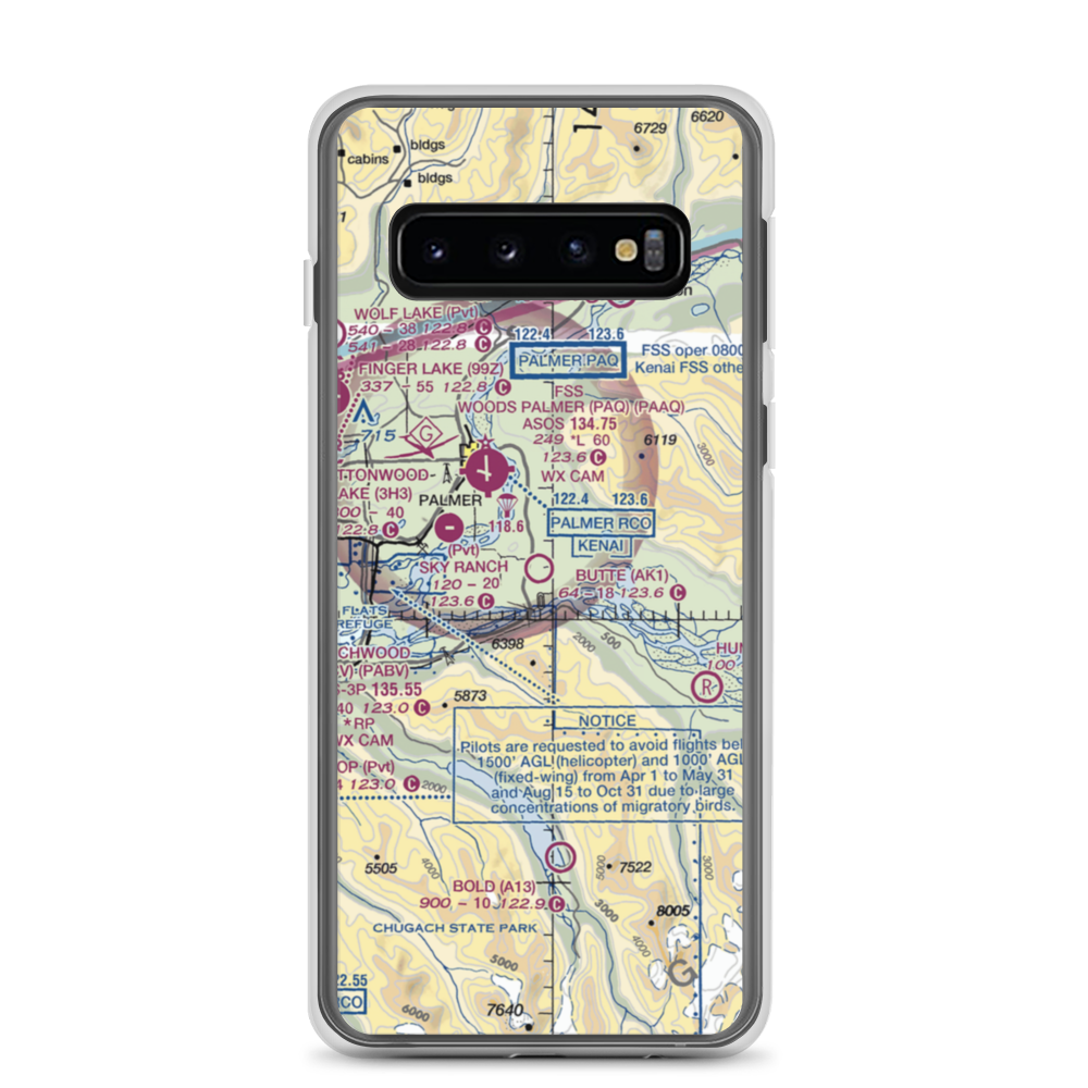 Butte Municipal Airport (AK1) VFR Sectional Samsung Case Samsung Galaxy S10 model shown