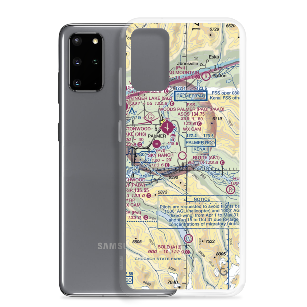 Butte Municipal Airport (AK1) VFR Sectional Samsung Case Samsung Galaxy S20 Plus model shown