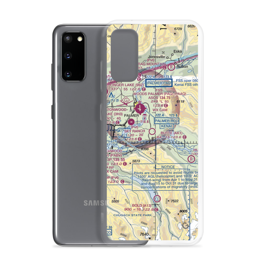 Butte Municipal Airport (AK1) VFR Sectional Samsung Case Samsung Galaxy S20 model shown