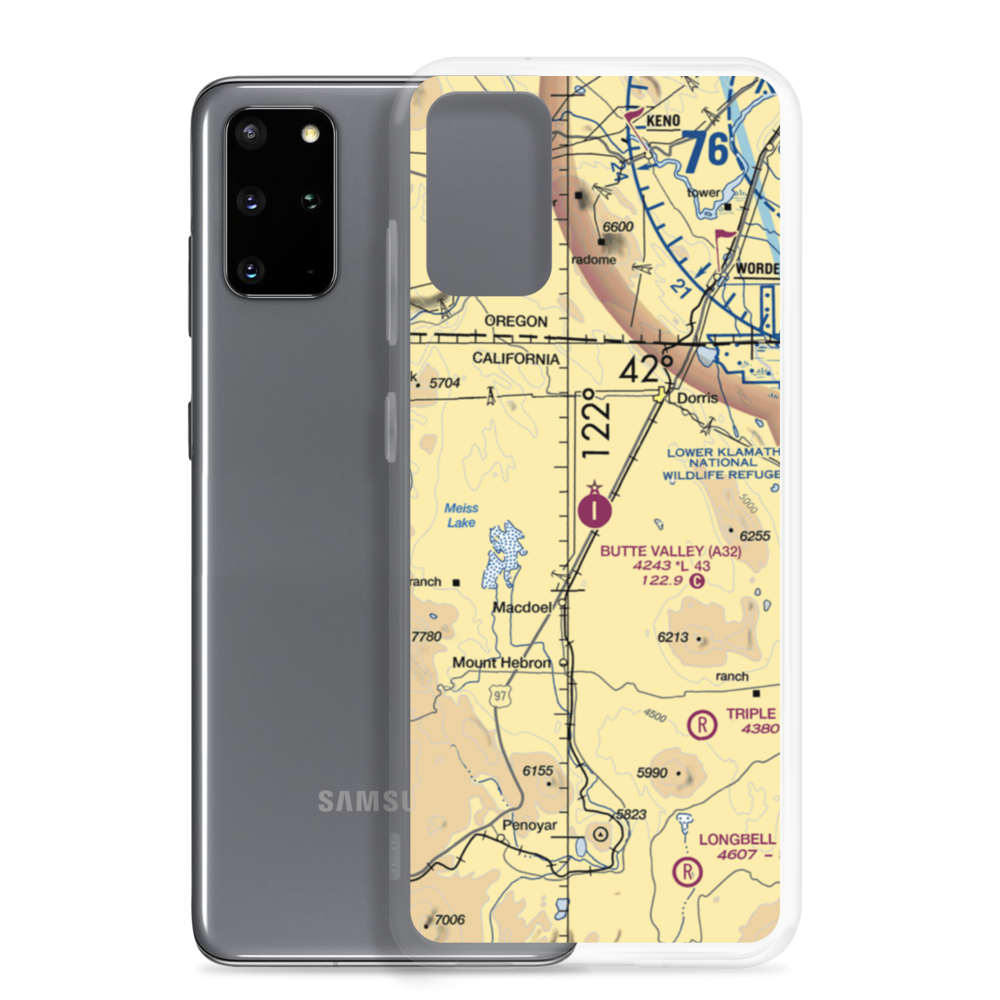 Butte Valley Airport (A32) VFR Sectional Samsung Case Samsung Galaxy S20 Plus model shown
