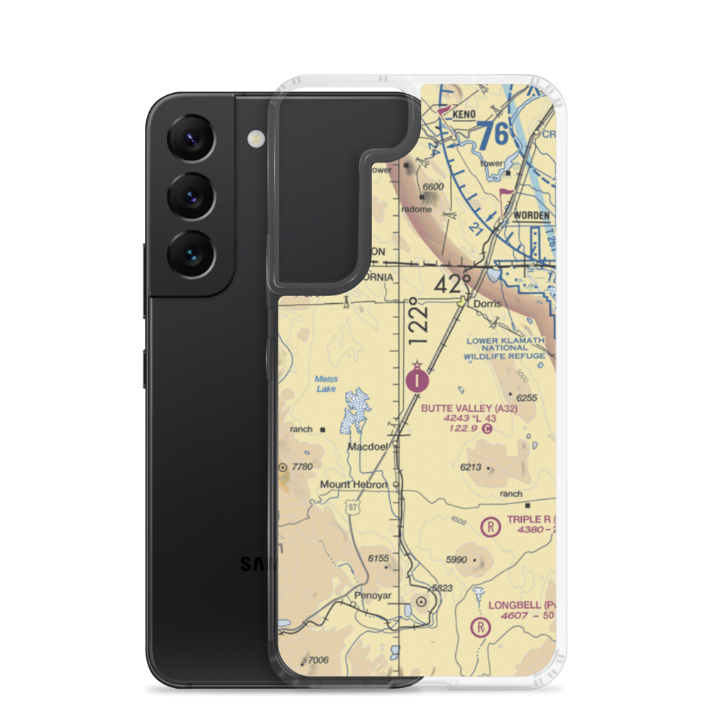 Butte Valley Airport (A32) VFR Sectional Samsung Case Samsung Galaxy S22 model shown