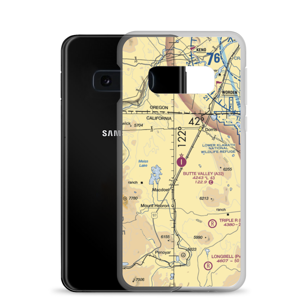 Butte Valley Airport (A32) VFR Sectional Samsung Case Samsung Galaxy S10e model shown