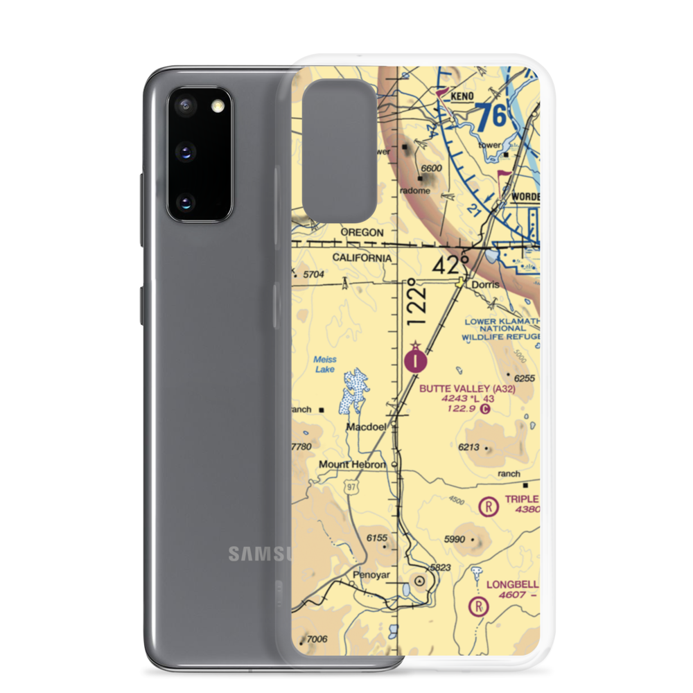 Butte Valley Airport (A32) VFR Sectional Samsung Case Samsung Galaxy S20 model shown
