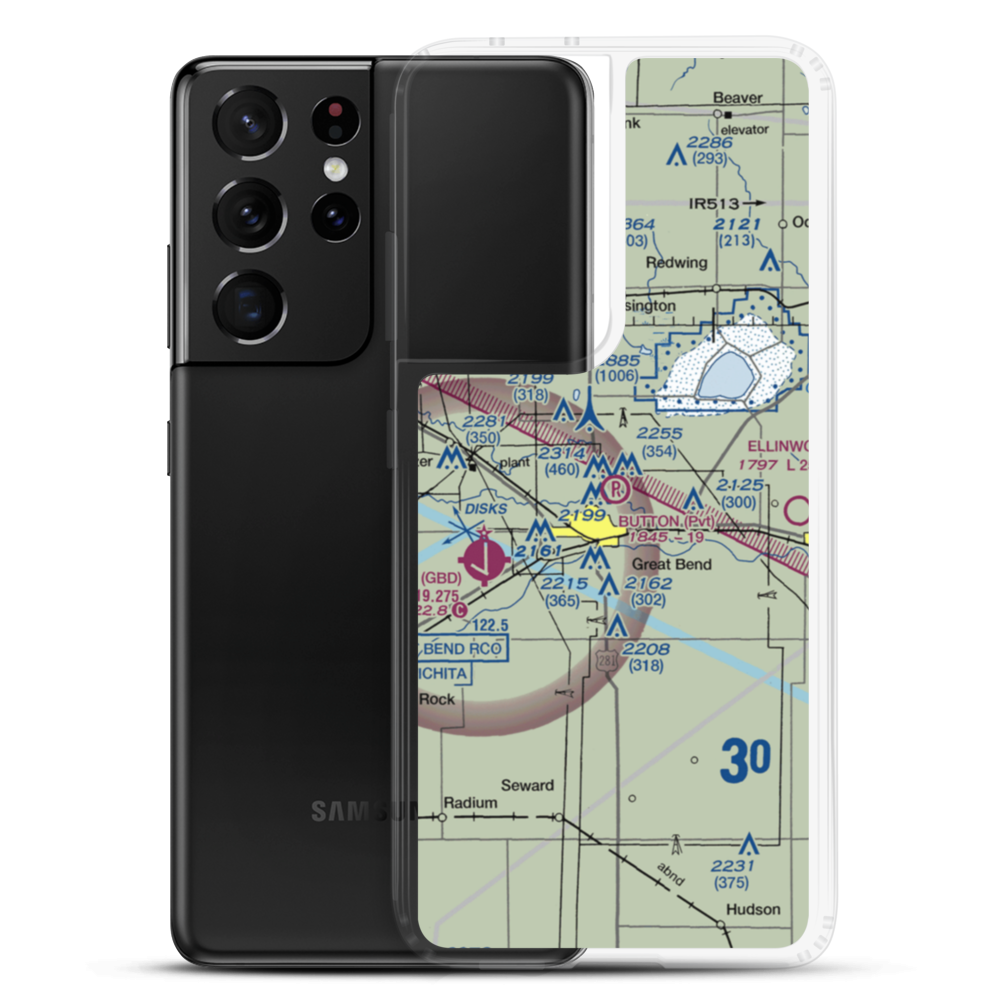 Button Airport (SN67) VFR Sectional Samsung Case Samsung Galaxy S21 Ultra model shown