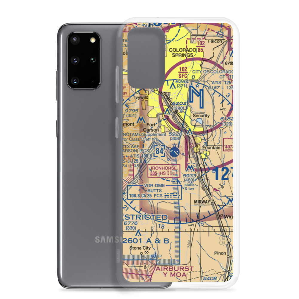 Butts AAF (Fort Carson) Air Field (FCS) VFR Sectional Samsung Case Samsung Galaxy S20 Plus model shown