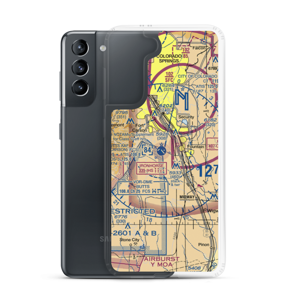 Butts AAF (Fort Carson) Air Field (FCS) VFR Sectional Samsung Case Samsung Galaxy S21 model shown