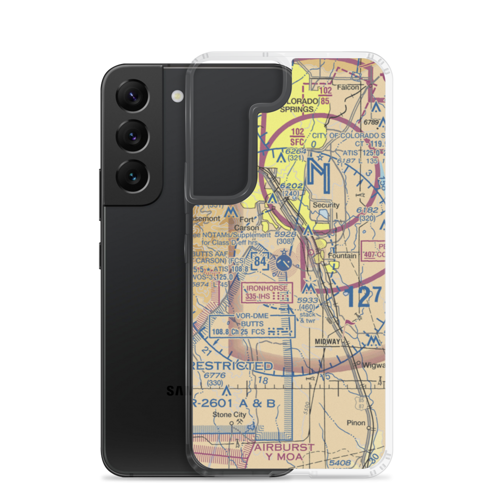 Butts AAF (Fort Carson) Air Field (FCS) VFR Sectional Samsung Case Samsung Galaxy S22 model shown