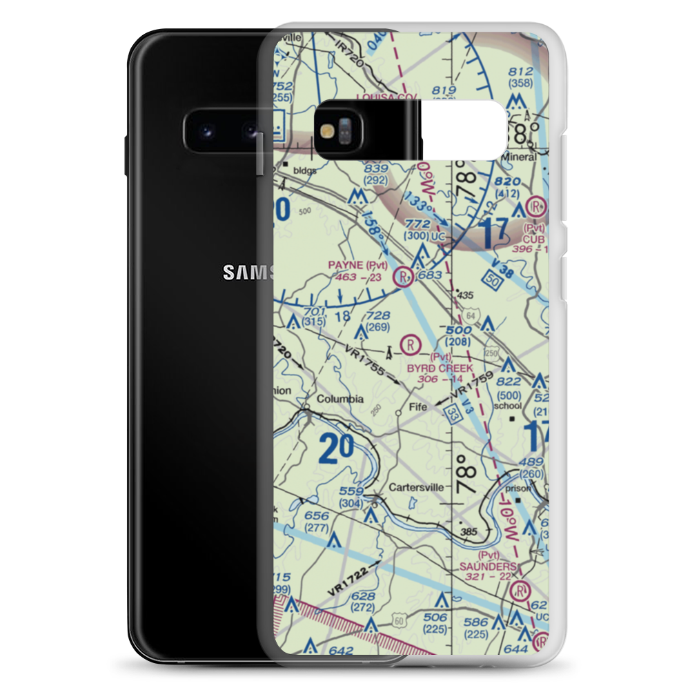 Byrd Creek Airport (46VA) VFR Sectional Samsung Case Samsung Galaxy S10+ model shown