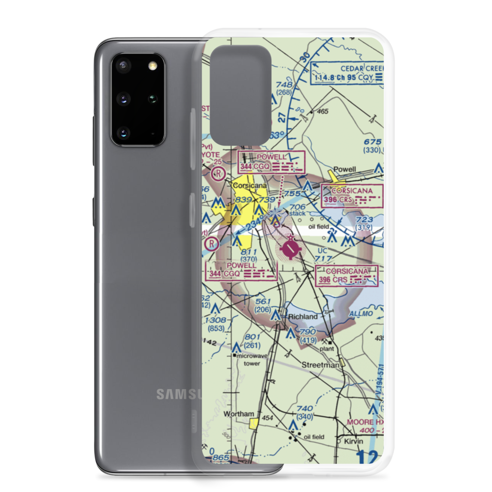 C David Campbell Field Corsicana Municipal Airport (CRS) VFR Sectional Samsung Case Samsung Galaxy S20 Plus model shown