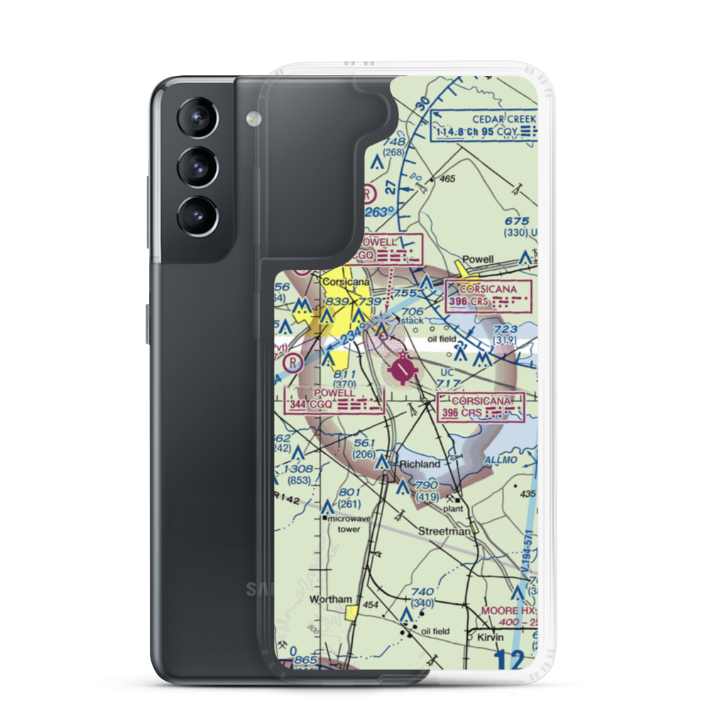 C David Campbell Field Corsicana Municipal Airport (CRS) VFR Sectional Samsung Case Samsung Galaxy S21 model shown
