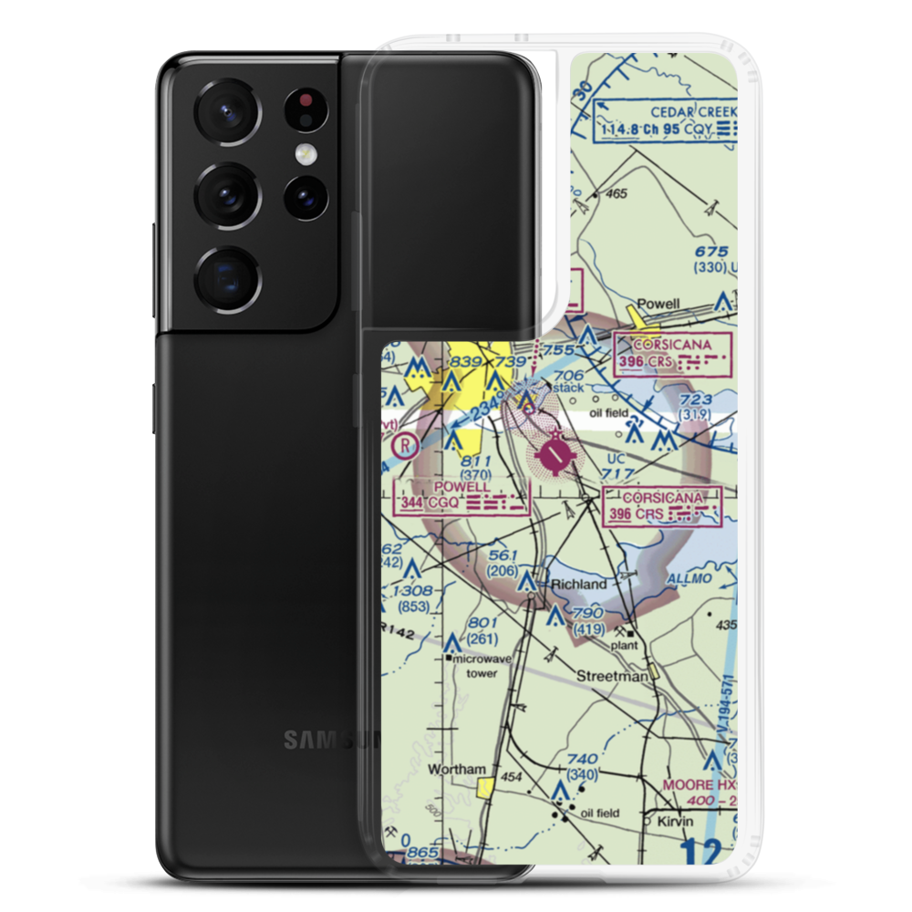 C David Campbell Field Corsicana Municipal Airport (CRS) VFR Sectional Samsung Case Samsung Galaxy S21 Ultra model shown