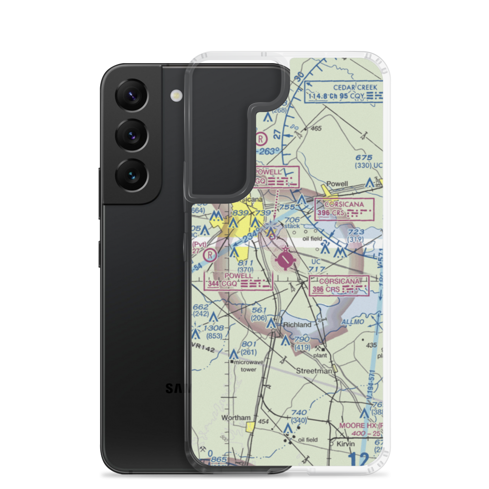 C David Campbell Field Corsicana Municipal Airport (CRS) VFR Sectional Samsung Case Samsung Galaxy S22 model shown