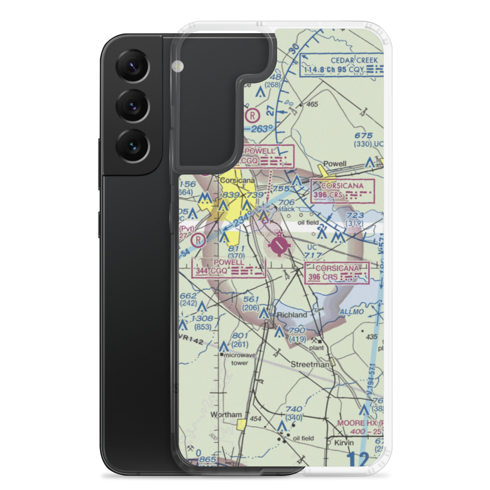 C David Campbell Field Corsicana Municipal Airport (CRS) VFR Sectional Samsung Case Samsung Galaxy S22 Plus model shown