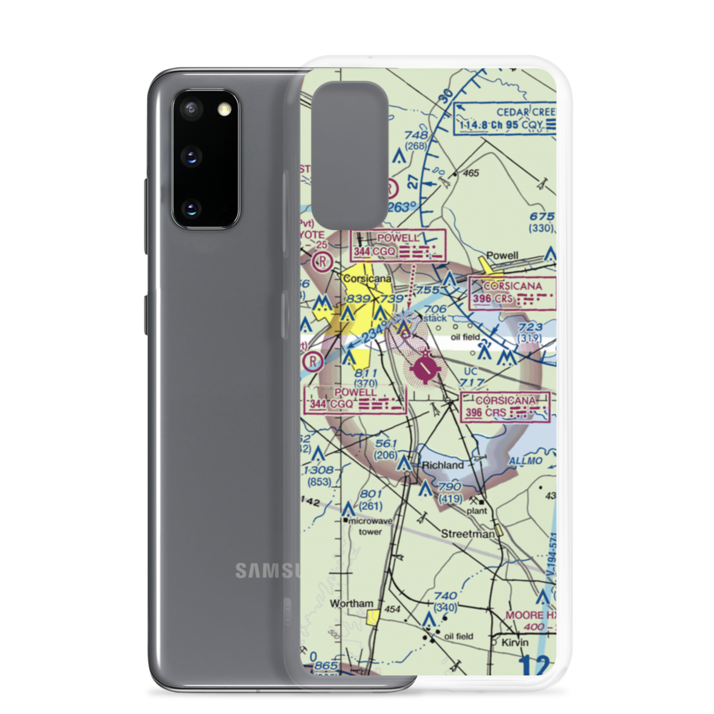C David Campbell Field Corsicana Municipal Airport (CRS) VFR Sectional Samsung Case Samsung Galaxy S20 model shown