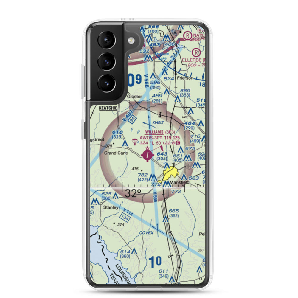 C E 'Rusty' Williams Airport (3F3) VFR Sectional Samsung Case Samsung Galaxy S21 Plus model shown