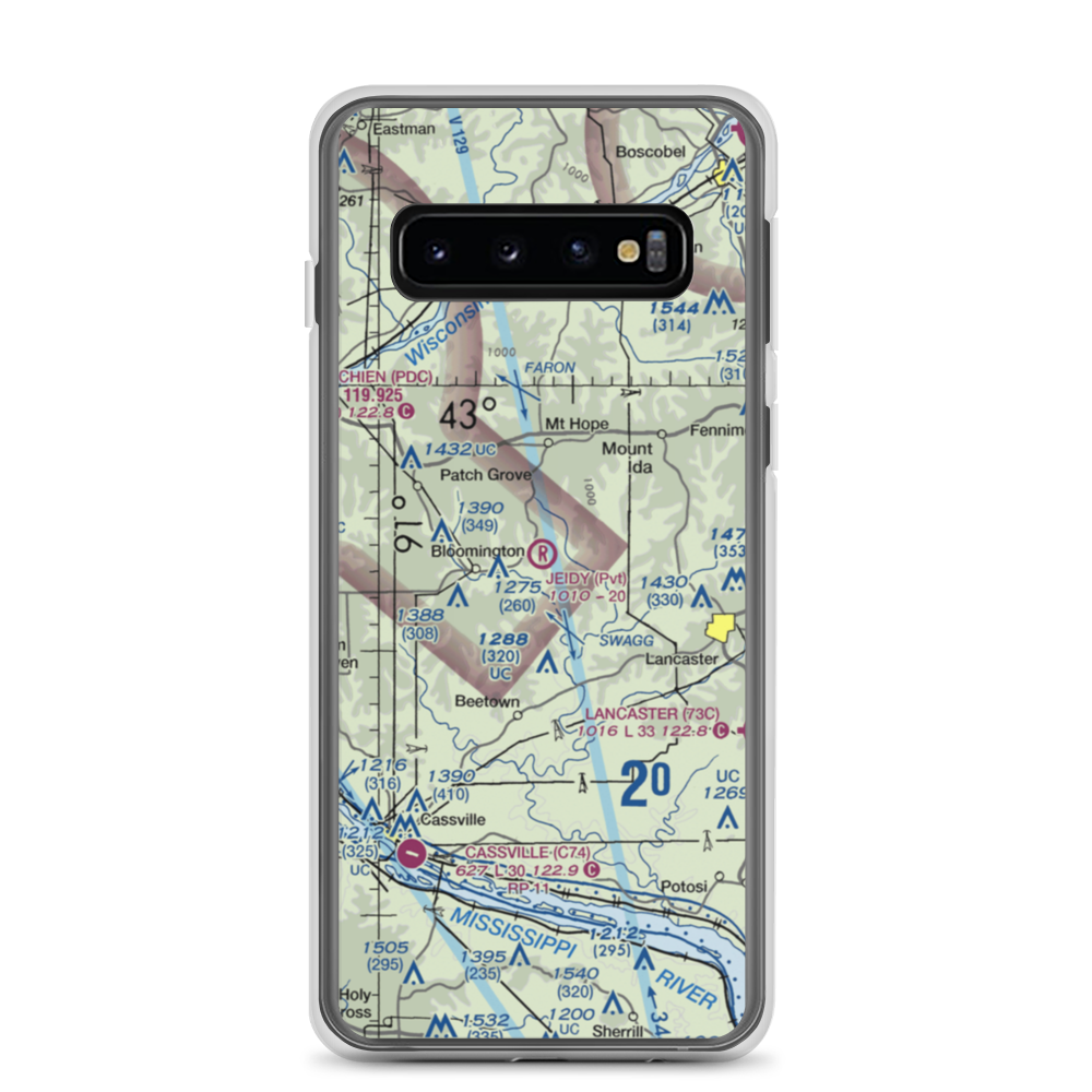 C Jeidy Farms Airport (WI56) VFR Sectional Samsung Case Samsung Galaxy S10 model shown