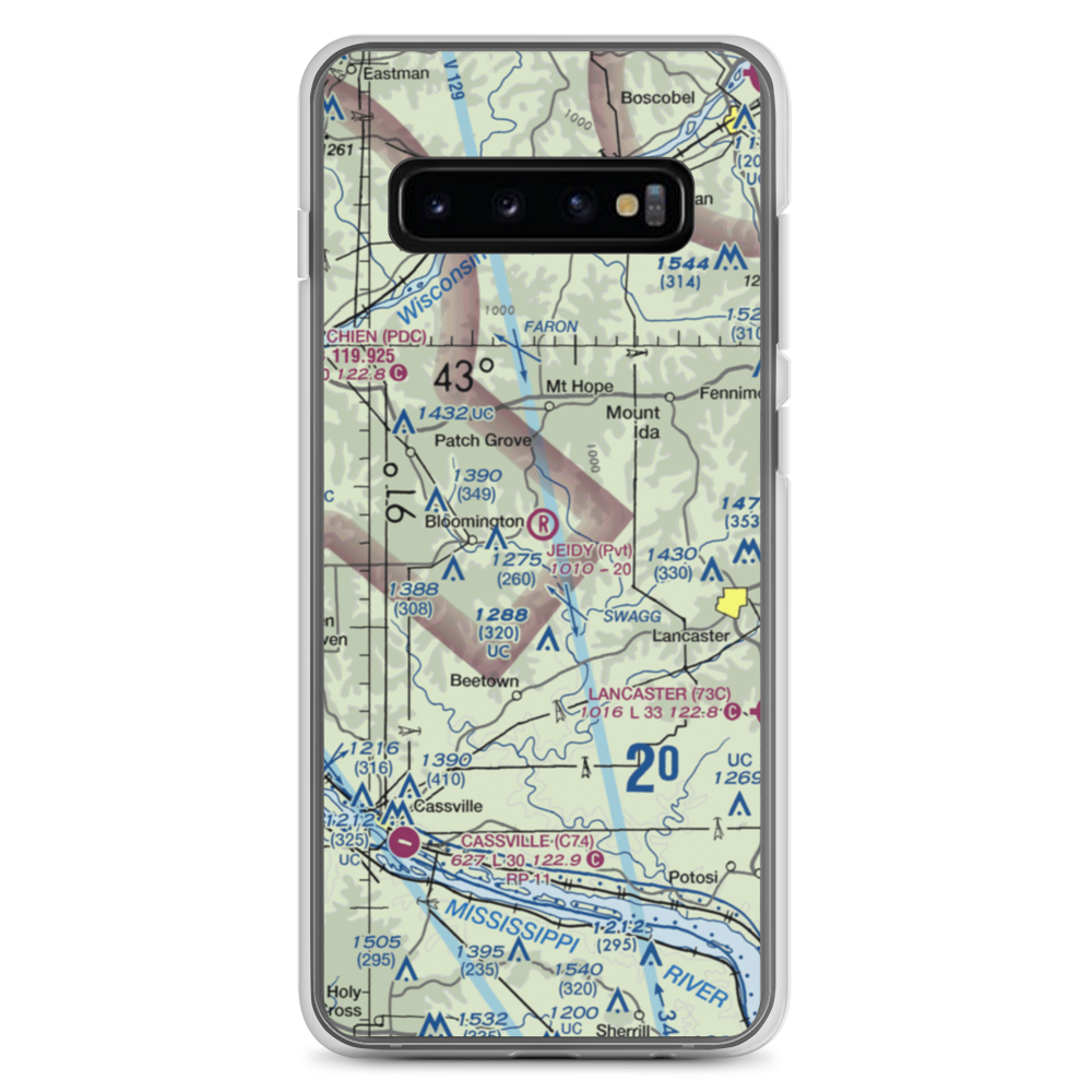C Jeidy Farms Airport (WI56) VFR Sectional Samsung Case Samsung Galaxy S10+ model shown