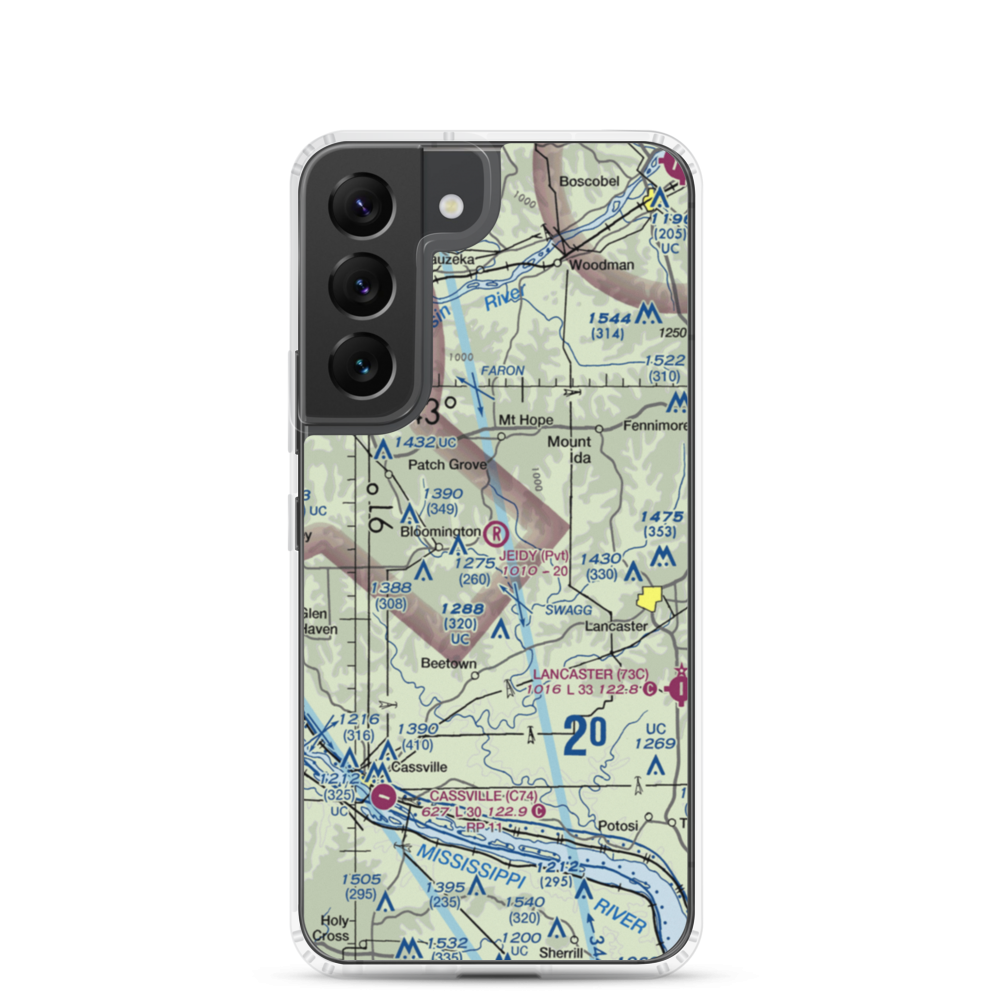 C Jeidy Farms Airport (WI56) VFR Sectional Samsung Case Samsung Galaxy S22 model shown