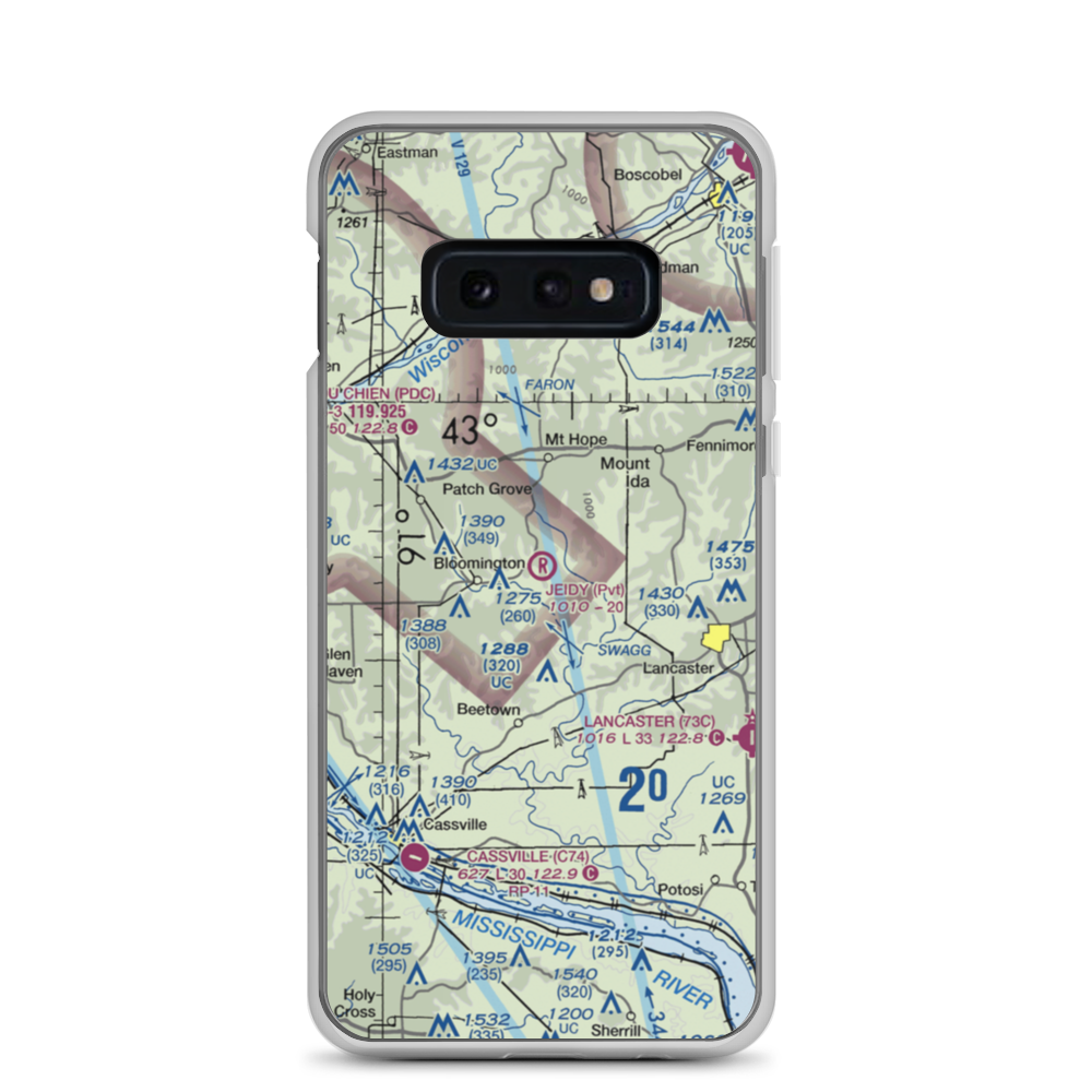 C Jeidy Farms Airport (WI56) VFR Sectional Samsung Case Samsung Galaxy S10e model shown